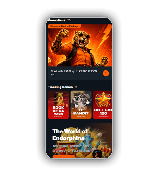 LuckLeopard Casino mobile lobby with emerald jungle theme and welcome bonus banner